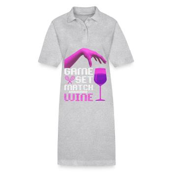 Tennis Quote Game Set Match, Wine Funny Quote - Robe polo bio PAIGER Stanley/Stella Femme - gris chiné - Devant