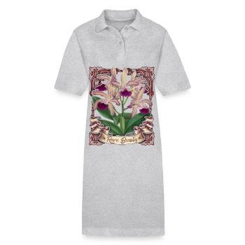 Illustration d’orchidée vintage, orchidée antique - Robe polo bio PAIGER Stanley/Stella Femme - gris chiné - Devant