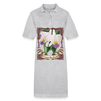 Illustration d’orchidées vintage, I-Love-Orchids - Robe polo bio PAIGER Stanley/Stella Femme - gris chiné - Devant