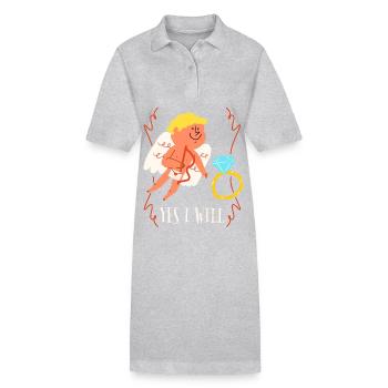 Demande en mariage Demande en mariage Wedding Angel Saying - Robe polo bio PAIGER Stanley/Stella Femme - gris chiné - Devant
