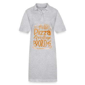 Hello Pizza, lustiger Spruch italienische Pizzeria - Stanley/Stella Frauen Bio-Polokleid PAIGER - Grau meliert - Vorne