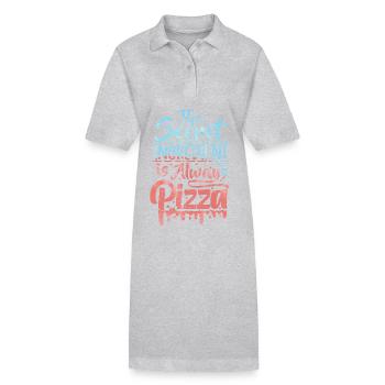 Pizza Spruch, Pizzeria, Italien-Pizza, Typografie - Stanley/Stella Frauen Bio-Polokleid PAIGER - Grau meliert - Vorne