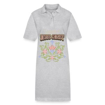 Jésus-Christ, art populaire vintage, foi, parole - Robe polo bio PAIGER Stanley/Stella Femme - gris chiné - Devant