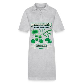 Mikrobiologe, Mikrobiologie, lustiger Spruch, Pun - Stanley/Stella Frauen Bio-Polokleid PAIGER - Grau meliert - Vorne