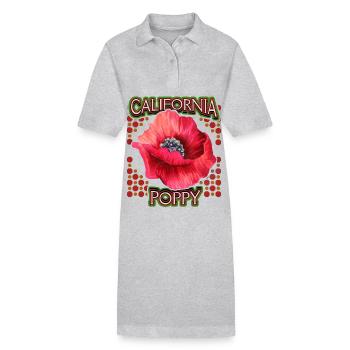 Poppy, California Poppy, California Poppy - Stanley/Stella PAIGER Organic Women’s Polo Dress - heather grey - Front