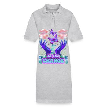 Psychedelische Schmetterlinge, Spruch - Stanley/Stella Frauen Bio-Polokleid PAIGER - Grau meliert - Vorne