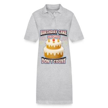 Geburtstag, lustiger Spruch mit Kuchen, Kalorien - Stanley/Stella Frauen Bio-Polokleid PAIGER - Grau meliert - Vorne