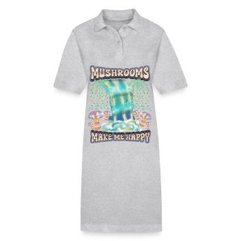 Magic Mushrooms, Psychedelische Pilze Surrealismus - Stanley/Stella Frauen Bio-Polokleid PAIGER - Grau meliert - Vorne