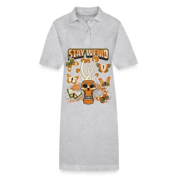 Champignons Magiques, Psychédélique, Crâne, Champignons - Robe polo bio PAIGER Stanley/Stella Femme - gris chiné - Devant