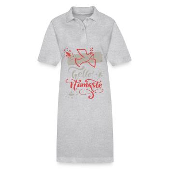 Yoga, Yoga-Motiv, Namaste-Spruch mit Friedenstaube - Stanley/Stella Frauen Bio-Polokleid PAIGER - Grau meliert - Vorne