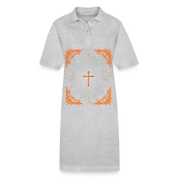 Croix du Christ, Jésus-Christ Ornement baroque - Robe polo bio PAIGER Stanley/Stella Femme - gris chiné - Devant