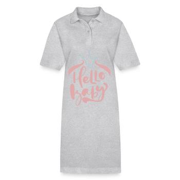 Hello Baby, Baby Shower, Naissance, Typographie - Robe polo bio PAIGER Stanley/Stella Femme - gris chiné - Devant