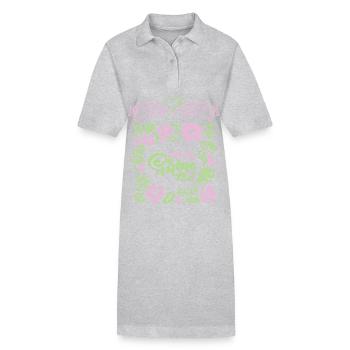 Printemps, Dire Bienvenue-Printemps, Typographie - Robe polo bio PAIGER Stanley/Stella Femme - gris chiné - Devant