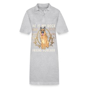Deutscher Schäferhund, lustiger Spruch, Rassehund - Stanley/Stella Frauen Bio-Polokleid PAIGER - Grau meliert - Vorne