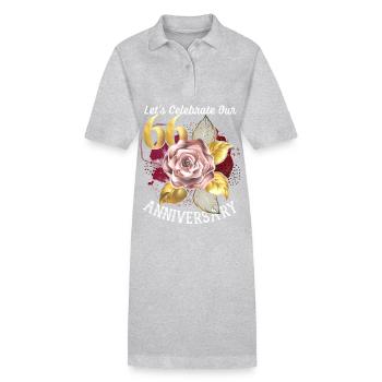 66. Jubiläum, Jubiläumsfeier, Hochzeitstag - Stanley/Stella Frauen Bio-Polokleid PAIGER - Grau meliert - Vorne