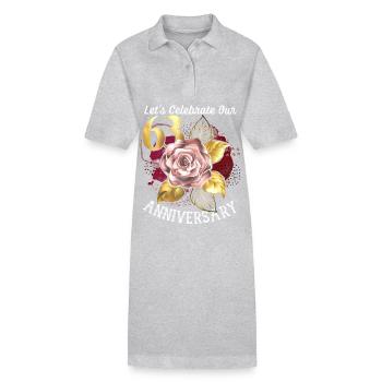 63. Jubiläum, Jubiläumsfeier, Hochzeitstag - Stanley/Stella Frauen Bio-Polokleid PAIGER - Grau meliert - Vorne