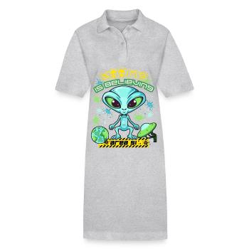 Zone 51 Alien, Extraterrestres Dire, Planète vaisseau spatial - Robe polo bio PAIGER Stanley/Stella Femme - gris chiné - Devant