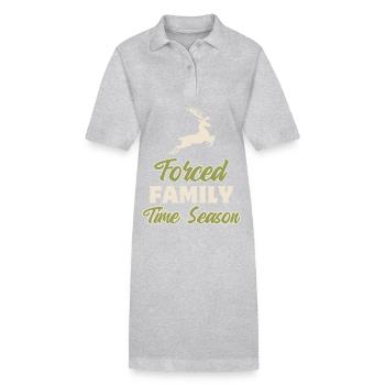 Dicton de Noël ironique, cerf sautant - Robe polo bio PAIGER Stanley/Stella Femme - gris chiné - Devant