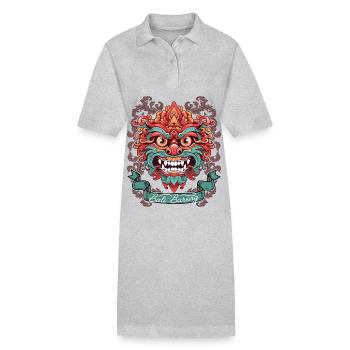 Masque Barong, divinité indonésienne, Bali - Robe polo bio PAIGER Stanley/Stella Femme - gris chiné - Devant