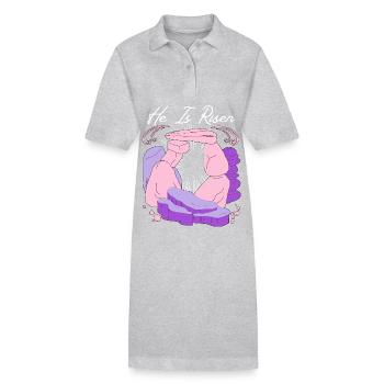 Jésus-Christ Résurrection Pâques Dire - Robe polo bio PAIGER Stanley/Stella Femme - gris chiné - Devant