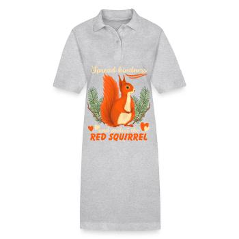 Lustiger Eichhörnchen Spruch, Rotes Eichhörnchen - Stanley/Stella Frauen Bio-Polokleid PAIGER - Grau meliert - Vorne