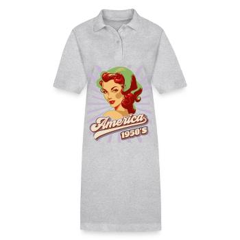 Pin-up, America, USA, Rock'n'Roll, 1950s - Stanley/Stella PAIGER Organic Women’s Polo Dress - heather grey - Front