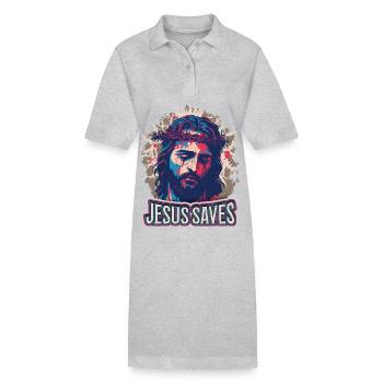 Jésus-Christ avec la couronne d’épines sur le chemin de la Passion - Robe polo bio PAIGER Stanley/Stella Femme - gris chiné - Devant