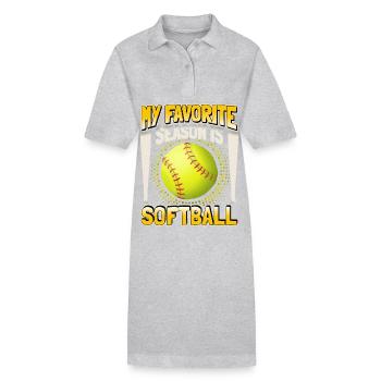 Joueur de softball, dicton sportif drôle - Robe polo bio PAIGER Stanley/Stella Femme - gris chiné - Devant