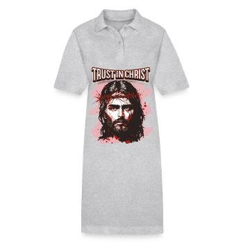 Jésus-Christ avec la couronne d’épines dicton chrétien - Robe polo bio PAIGER Stanley/Stella Femme - gris chiné - Devant