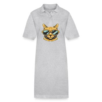 Chat mignon - Robe polo bio PAIGER Stanley/Stella Femme - gris chiné - Devant