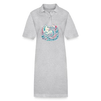 Dragons au clair de lune - Robe polo bio PAIGER Stanley/Stella Femme - gris chiné - Devant