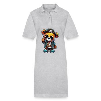 Teddybär / Kuscheltier / Stofftier / Geschenkidee - Stanley/Stella Frauen Bio-Polokleid PAIGER - Grau meliert - Vorne