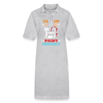 3D Druck - Stanley/Stella Frauen Bio-Polokleid PAIGER - Grau meliert - Vorne