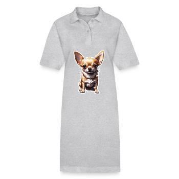 Chihuahua / petit chien / animal / minuscule / race - Robe polo bio PAIGER Stanley/Stella Femme - gris chiné - Devant