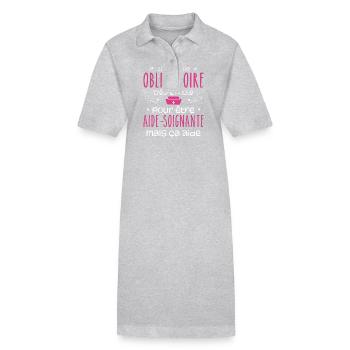 Folle et aide-soignante Humour Aide-soignante - Robe polo bio PAIGER Stanley/Stella Femme - gris chiné - Devant
