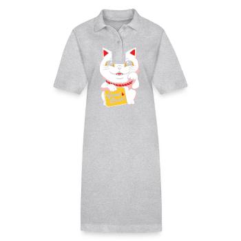 Maneki Neko Japan Glücksbringer - Stanley/Stella Frauen Bio-Polokleid PAIGER - Grau meliert - Vorne