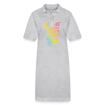 Einhorn Einhörner Fabelwesen Mystisch - Stanley/Stella Frauen Bio-Polokleid PAIGER - Grau meliert - Vorne