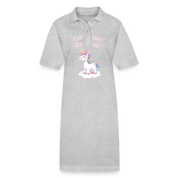 Folgen Sie Ihren Träumen Einhorn-Inspiration - Stanley/Stella Frauen Bio-Polokleid PAIGER - Grau meliert - Vorne