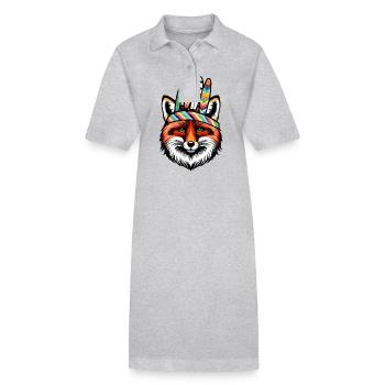 Schamanen Fuchs Füchse spirituell - Stanley/Stella Frauen Bio-Polokleid PAIGER - Grau meliert - Vorne