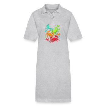 Crab - Stanley/Stella PAIGER Organic Women’s Polo Dress - heather grey - Front
