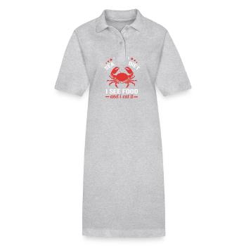 Crab - Stanley/Stella PAIGER Organic Women’s Polo Dress - heather grey - Front
