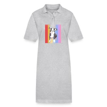 Boston Terrier - Robe polo bio PAIGER Stanley/Stella Femme - gris chiné - Devant