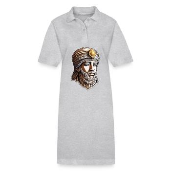 Egypte / Pharaon / Momies / Hiéroglyphes / Sphinx - Robe polo bio PAIGER Stanley/Stella Femme - gris chiné - Devant