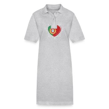 Battement de cœur portugais Portugal - Robe polo bio PAIGER Stanley/Stella Femme - gris chiné - Devant