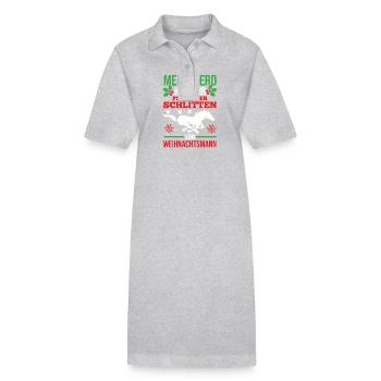 Weihnachtsmann Weihnachten Reiten Reiterin Pferde - Stanley/Stella Frauen Bio-Polokleid PAIGER - Grau meliert - Vorne