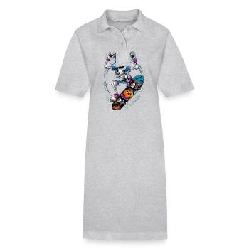Skate Skater für einen Skater Skateboarder - Stanley/Stella Frauen Bio-Polokleid PAIGER - Grau meliert - Vorne