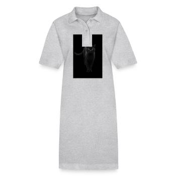 schwarze Katze Kätzchen Katze - Stanley/Stella Frauen Bio-Polokleid PAIGER - Grau meliert - Vorne
