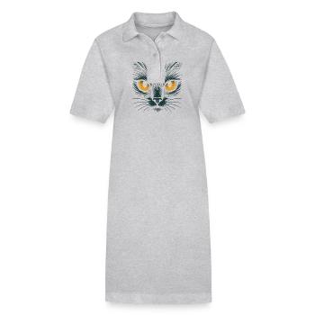 Katzenaugen Katze Blick Tierliebe Augen Design - Stanley/Stella Frauen Bio-Polokleid PAIGER - Grau meliert - Vorne
