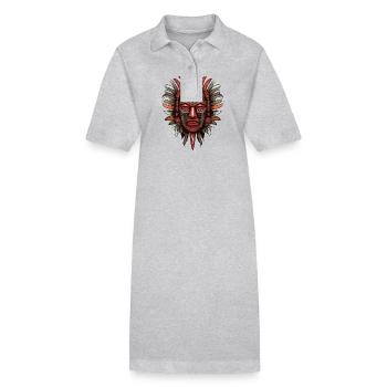 Kunstvoll farbenfrohe Inka Aztekenmaske - Stanley/Stella Frauen Bio-Polokleid PAIGER - Grau meliert - Vorne