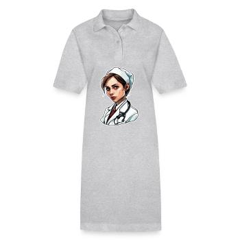 Médecin / professionnel de la santé / médecin / profession / spécialiste - Robe polo bio PAIGER Stanley/Stella Femme - gris chiné - Devant